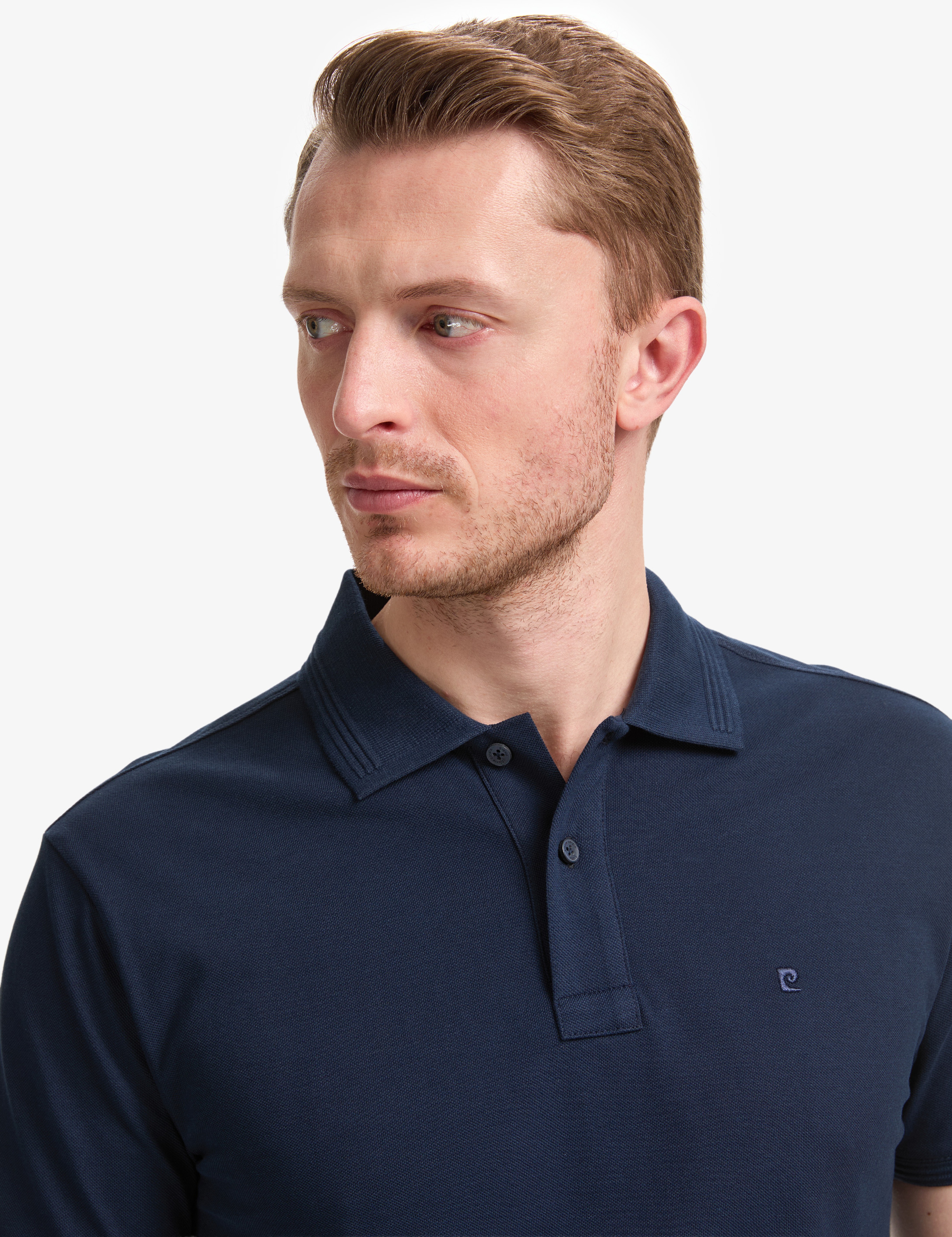 Lacivert Slim Fit %100 Pamuk Düğmeli Polo Yaka Basic Tişört - Image 2