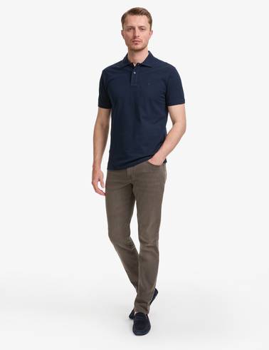 Lacivert Slim Fit %100 Pamuk Düğmeli Polo Yaka Basic Tişört