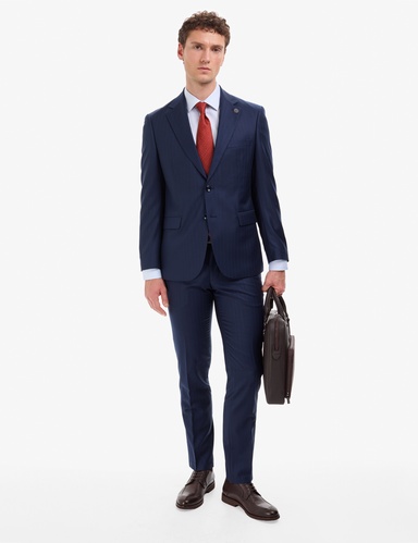 Lacivert Slim Fit %100 Yün Takım Elbise