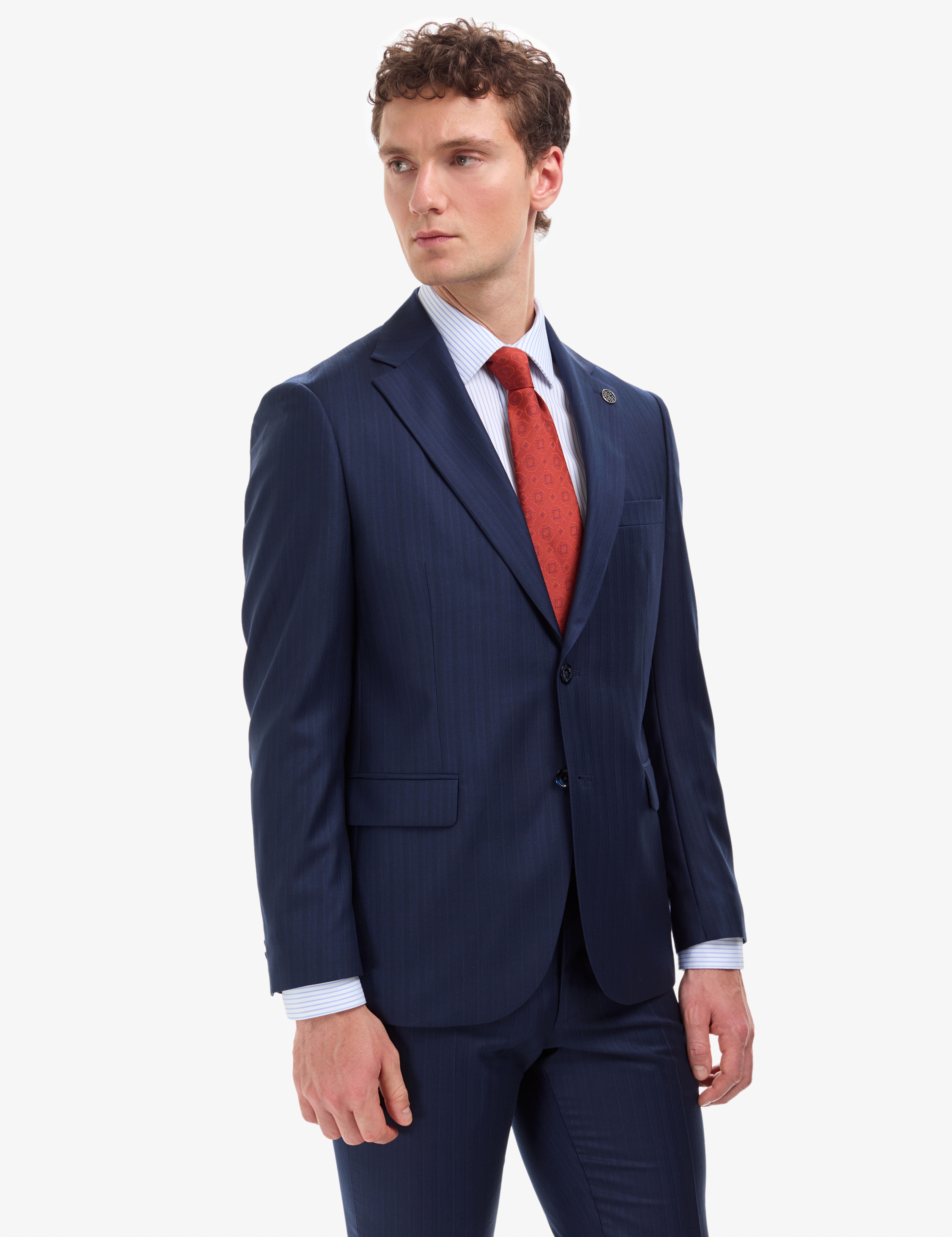 Lacivert Slim Fit %100 Yün Takım Elbise - Image 4