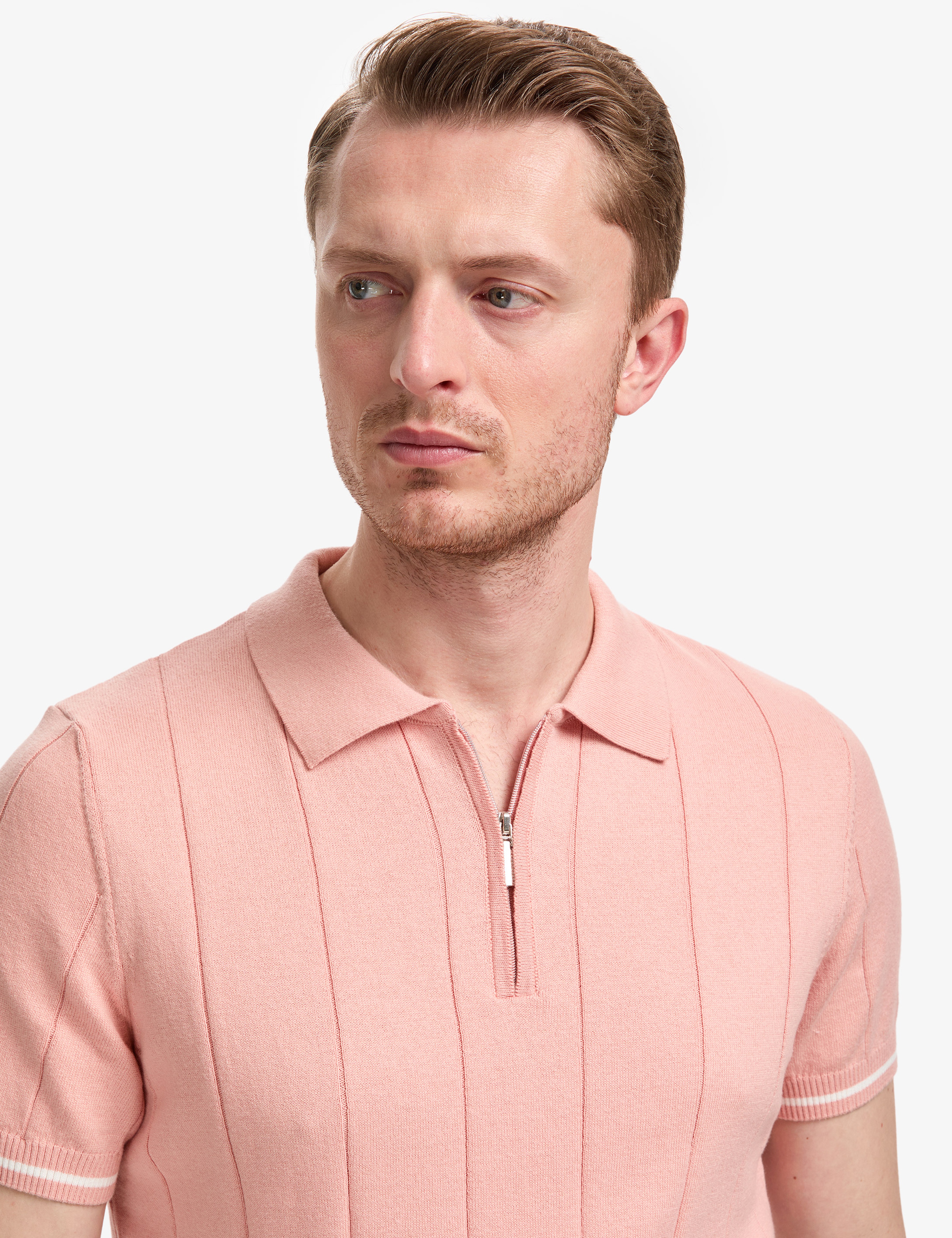 Somon Slim Fit %100 Pamuk Fermuarlı Polo Yaka Triko Tişört - Image 2