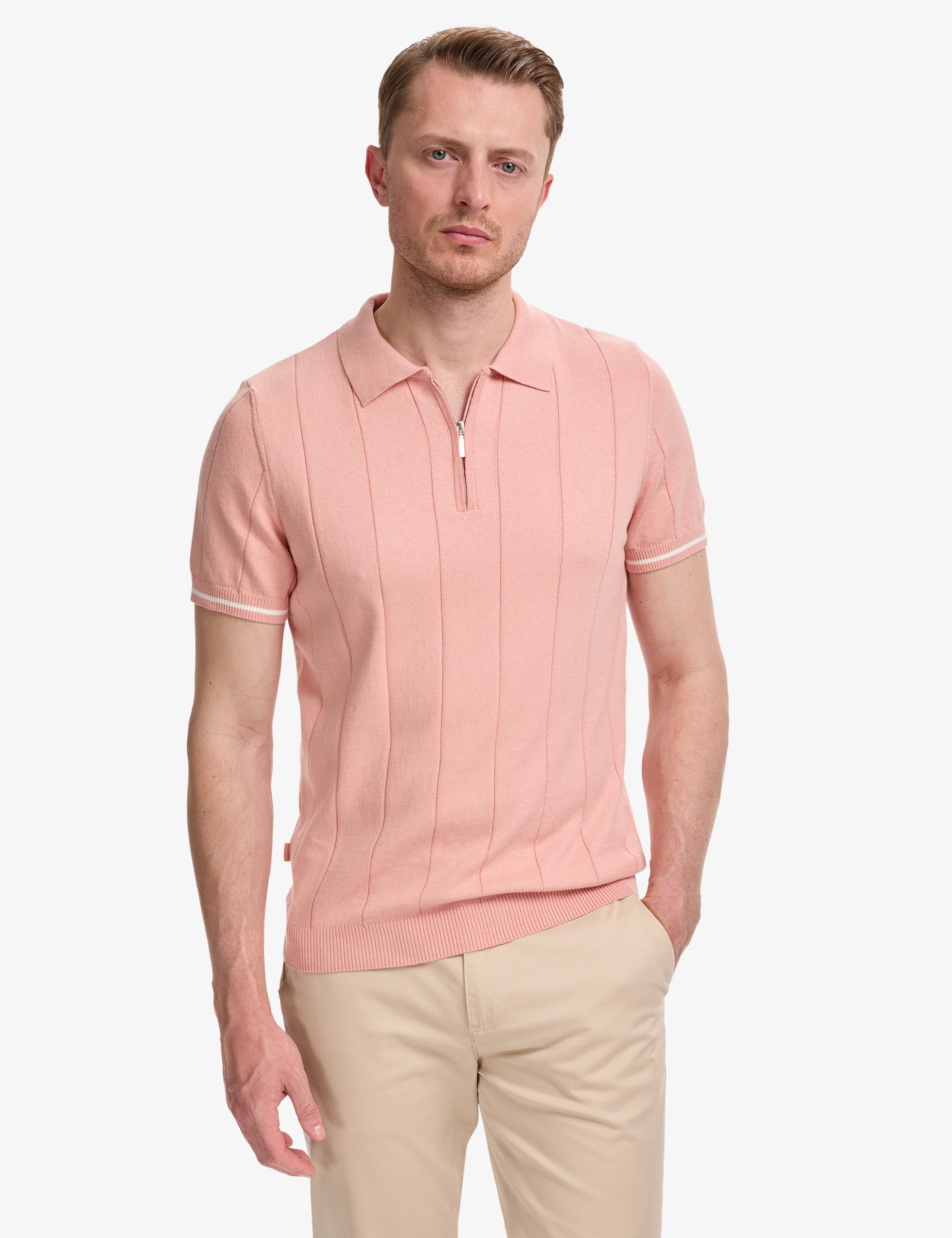 Somon Slim Fit %100 Pamuk Fermuarlı Polo Yaka Triko Tişört