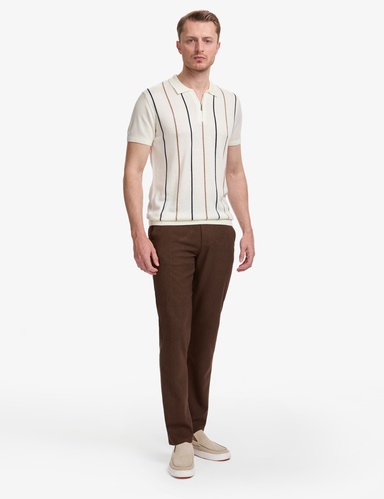 Koyu Kahverengi Slim Fit Beli Latikli Kanvas Pantolon