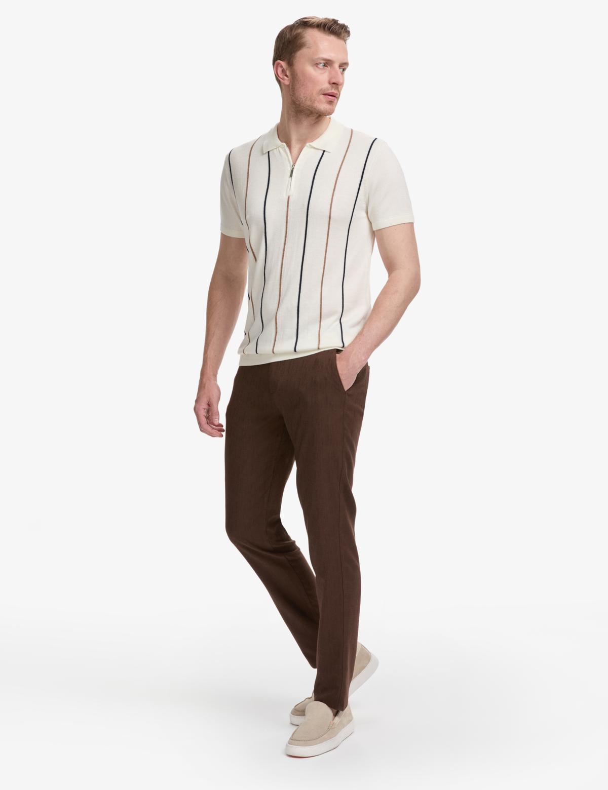 Koyu Kahverengi Slim Fit Kanvas Pantolon - 50320822317