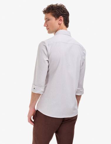 Koyu Kahverengi Slim Fit Uzun Kollu Gömlek