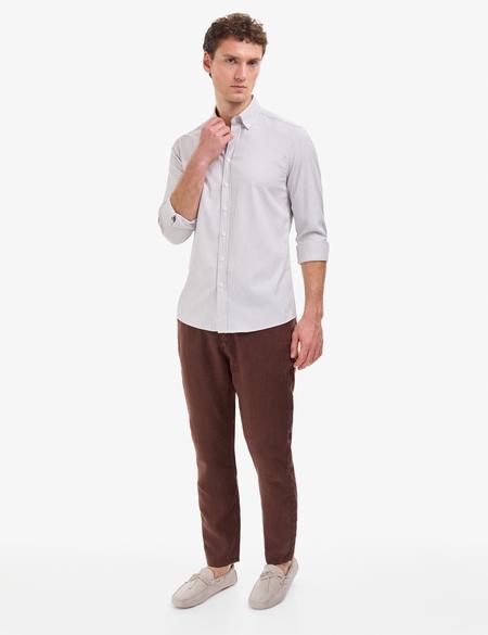 Koyu Kahverengi Slim Fit Uzun Kollu Gömlek - 50320860059