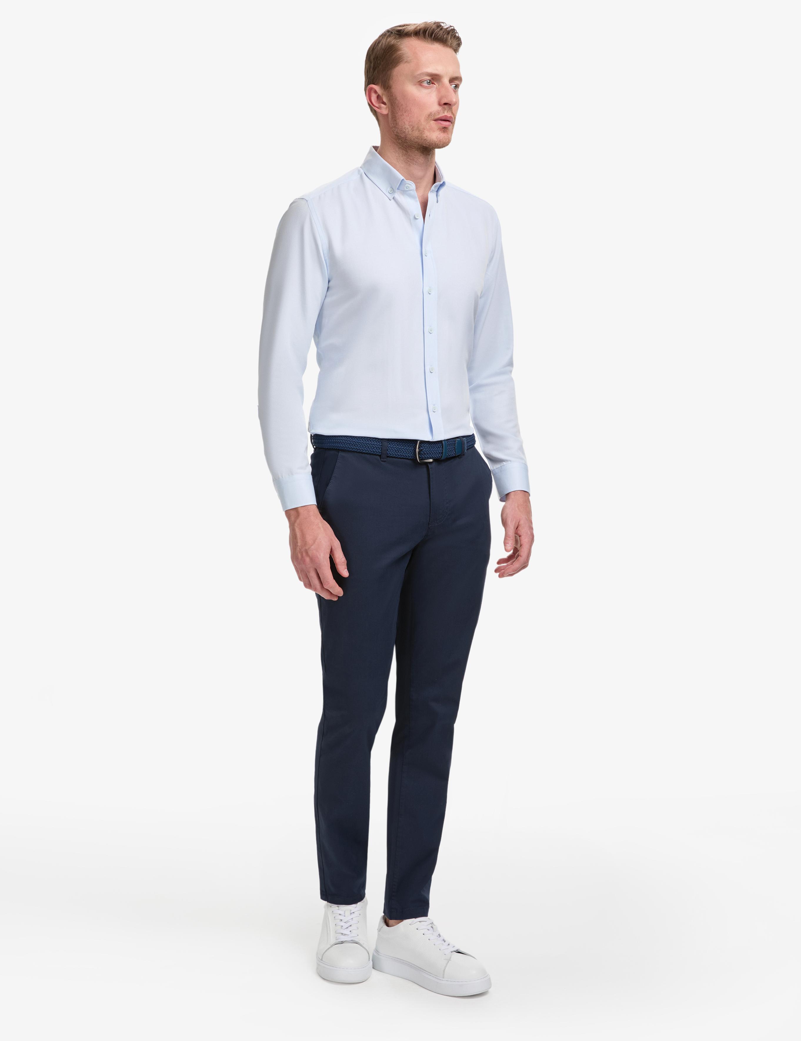 Lacivert Slim Fit Kanvas Pantolon