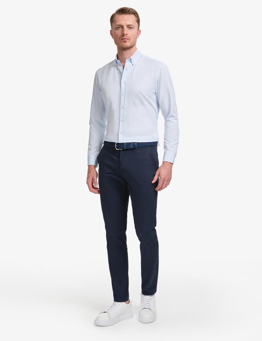 Lacivert Slim Fit Kanvas Pantolon