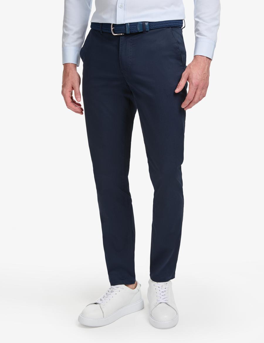 Lacivert Slim Fit Kanvas Pantolon