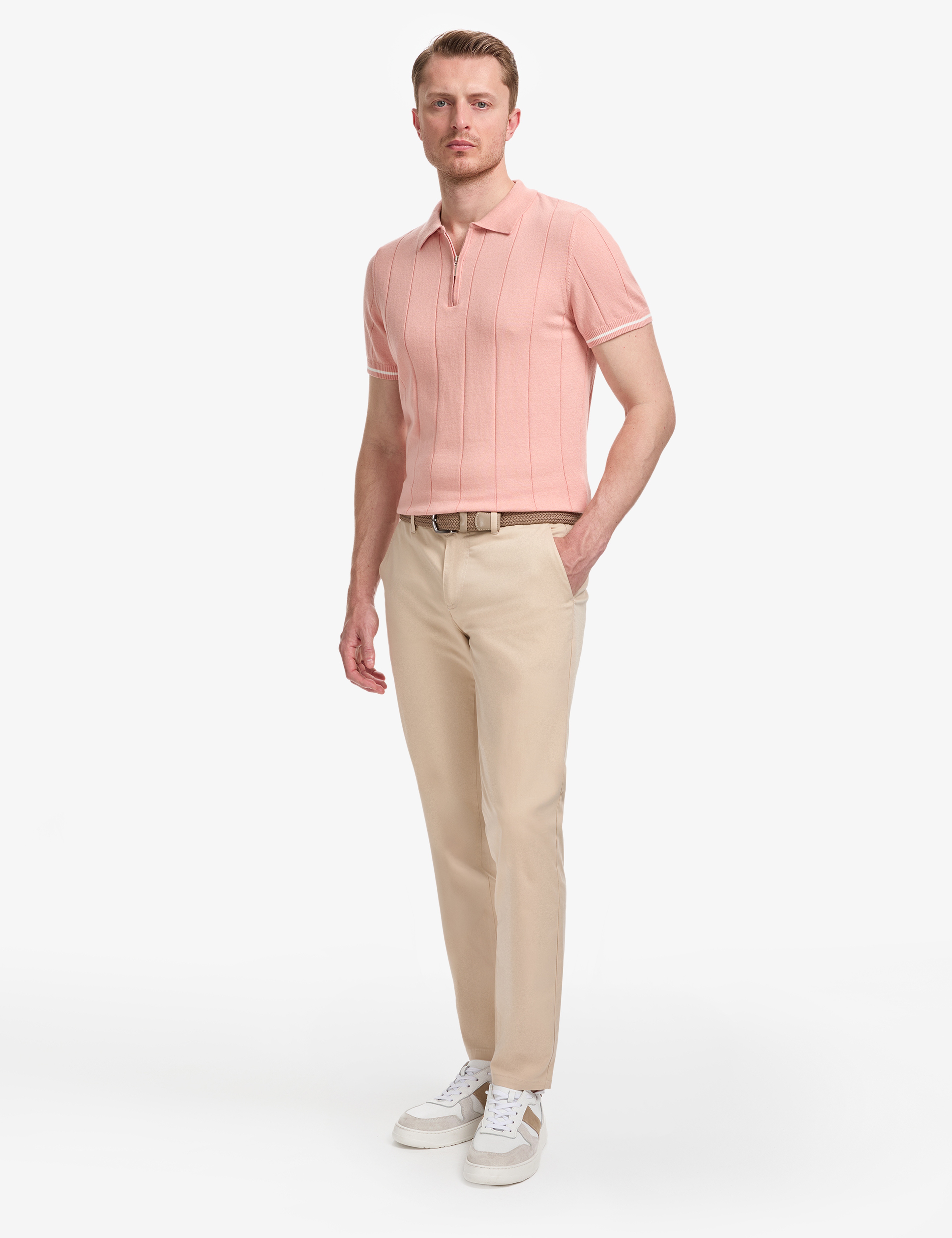 Bej Slim Fit Basic Kanvas Pantolon