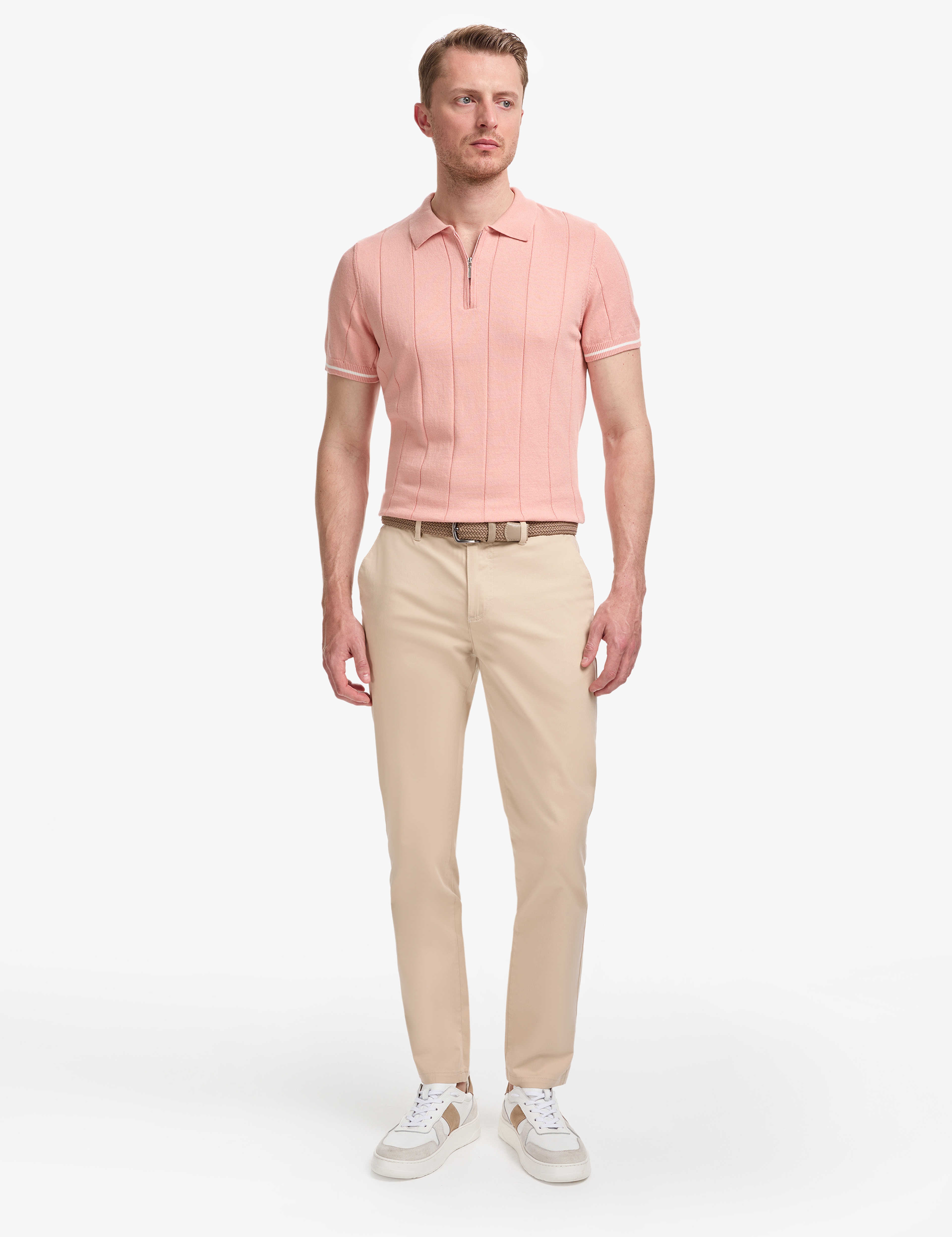 Bej Slim Fit Basic Kanvas Pantolon - Image 1