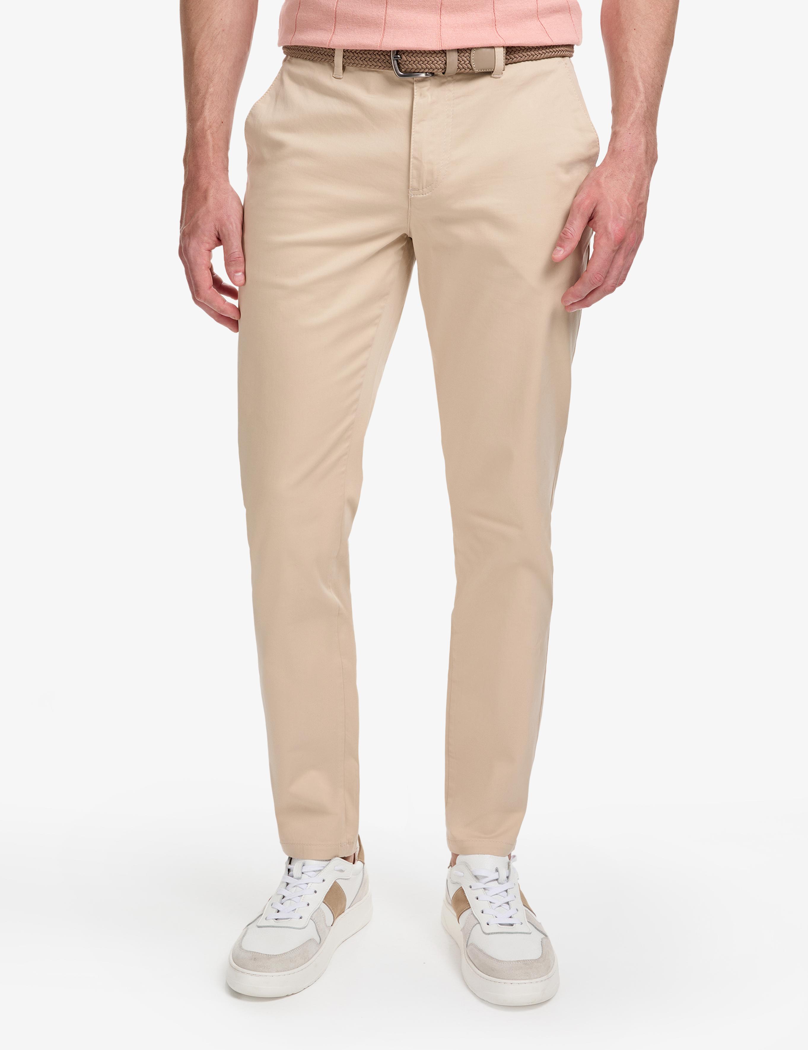 Bej Slim Fit Kanvas Pantolon