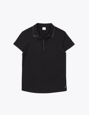 Siyah Slim Fit Polo Yaka Basic Tişört