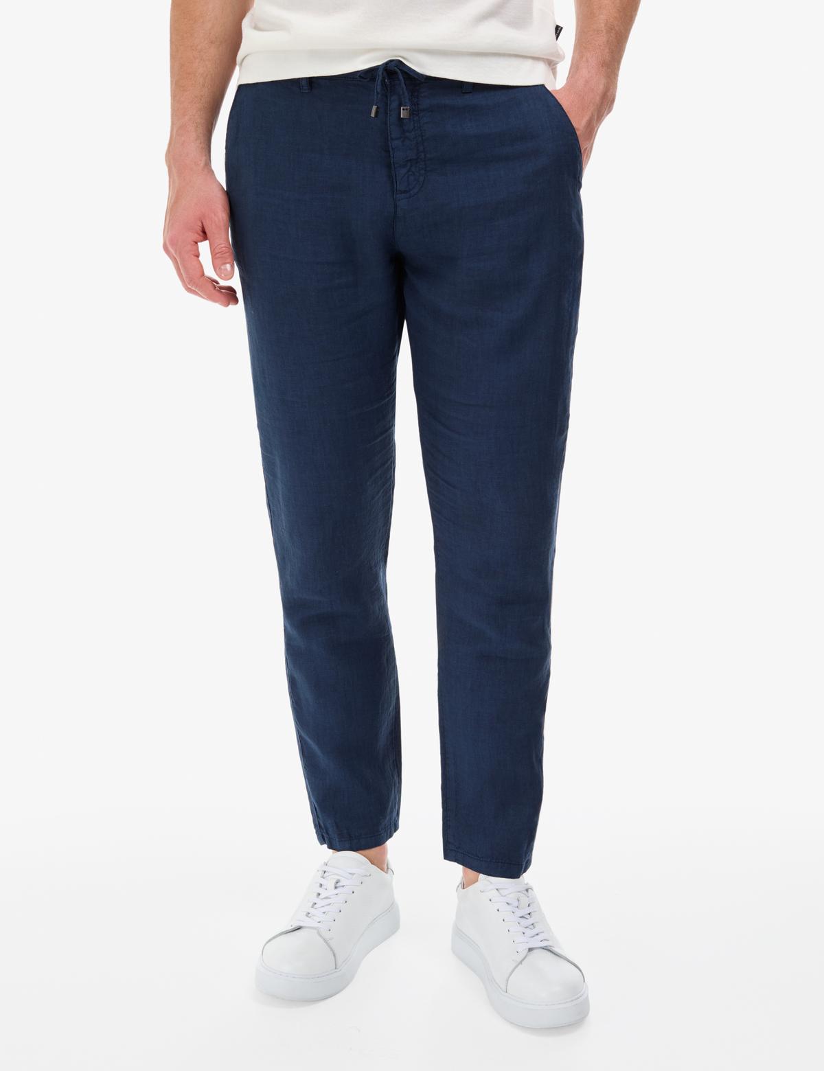 Lacivert Carrot Fit Kanvas Pantolon - 50320846712