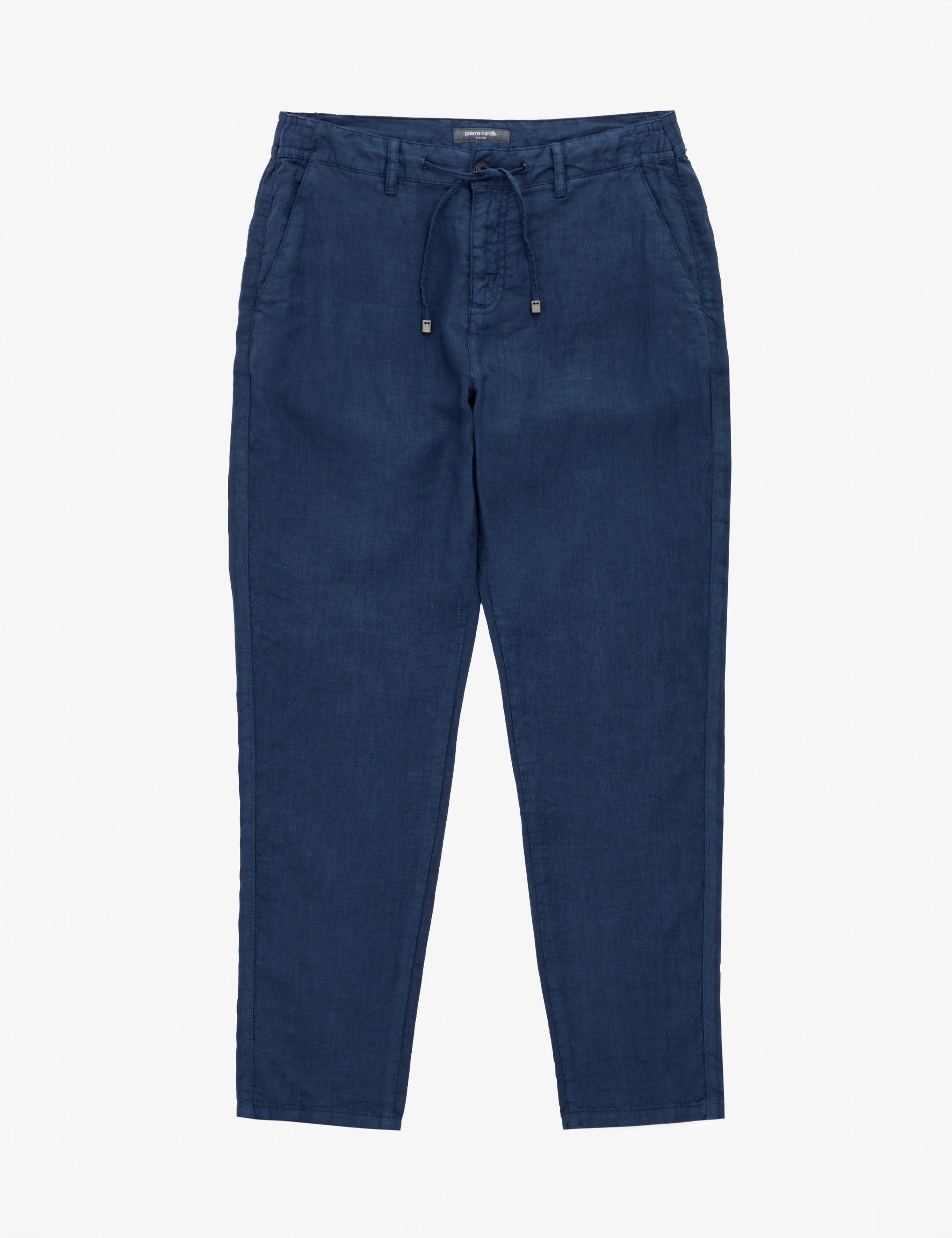 Lacivert Carrot Fit Kanvas Pantolon