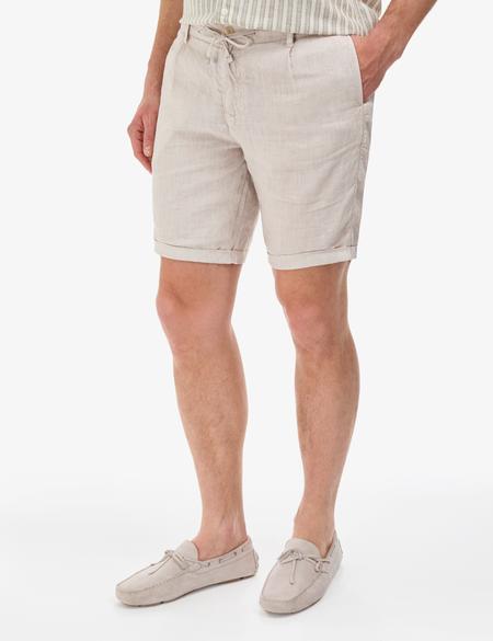 Bej Slim Fit Dokuma Şort - 50321827026