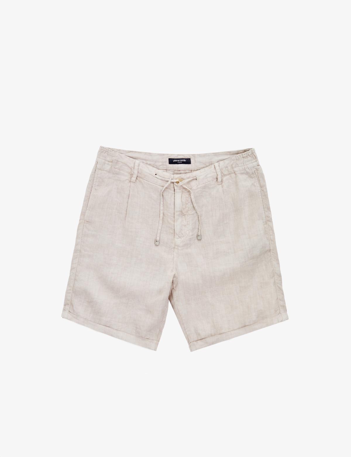 Bej Slim Fit Dokuma Şort - 50321827026