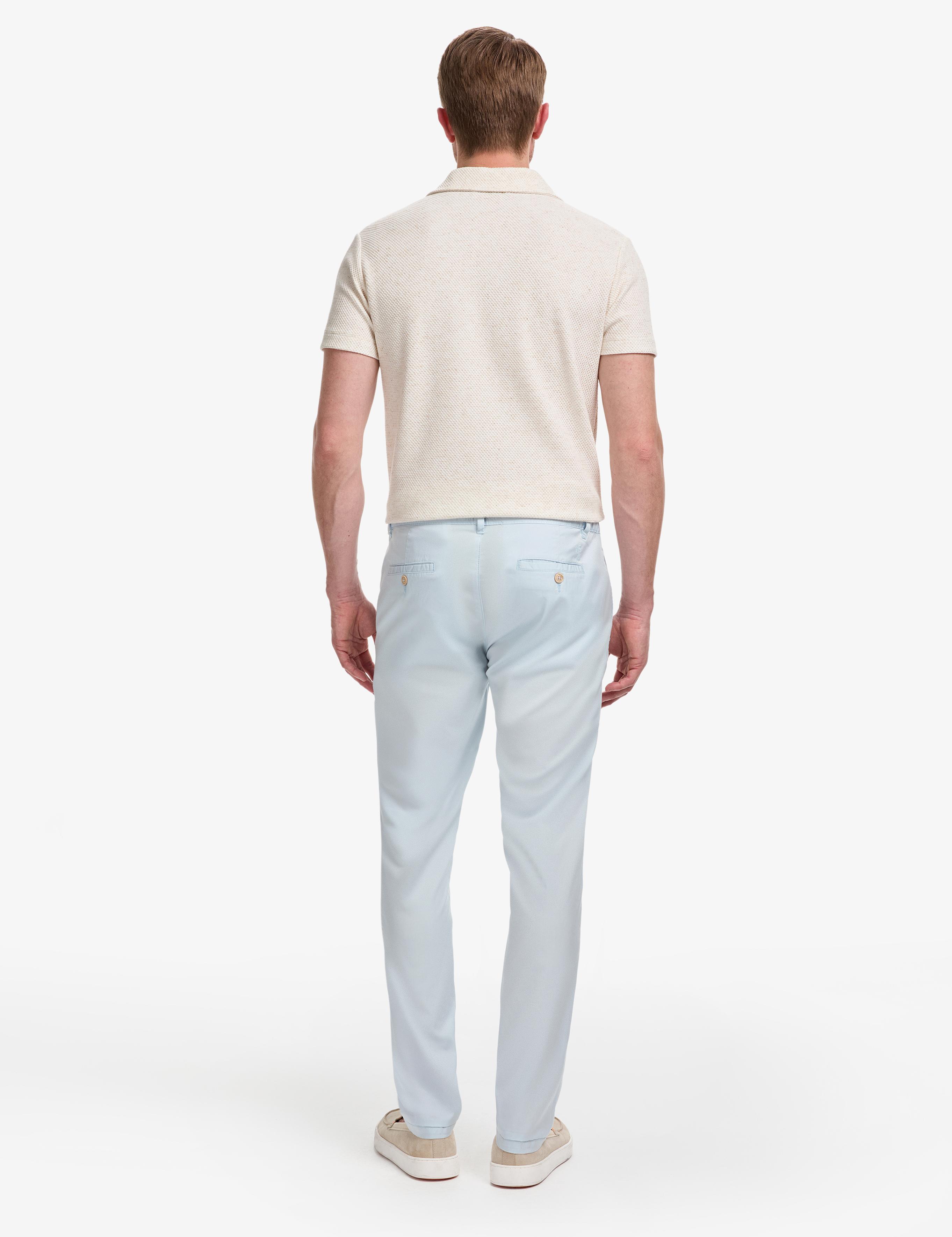 Mavi Slim Fit Beli Lastikli İpli Kanvas Pantolon