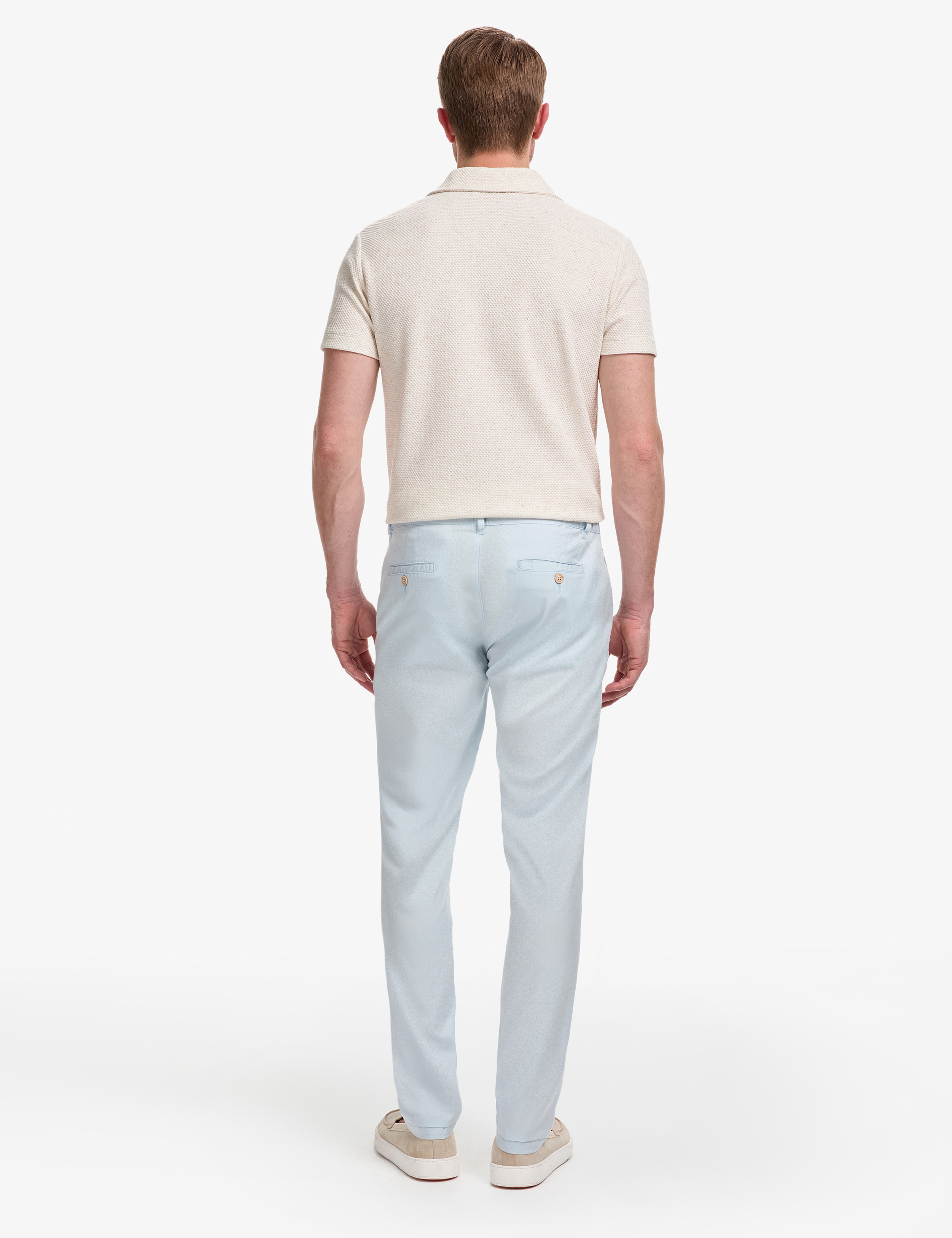 Mavi Slim Fit Beli Lastikli İpli Kanvas Pantolon