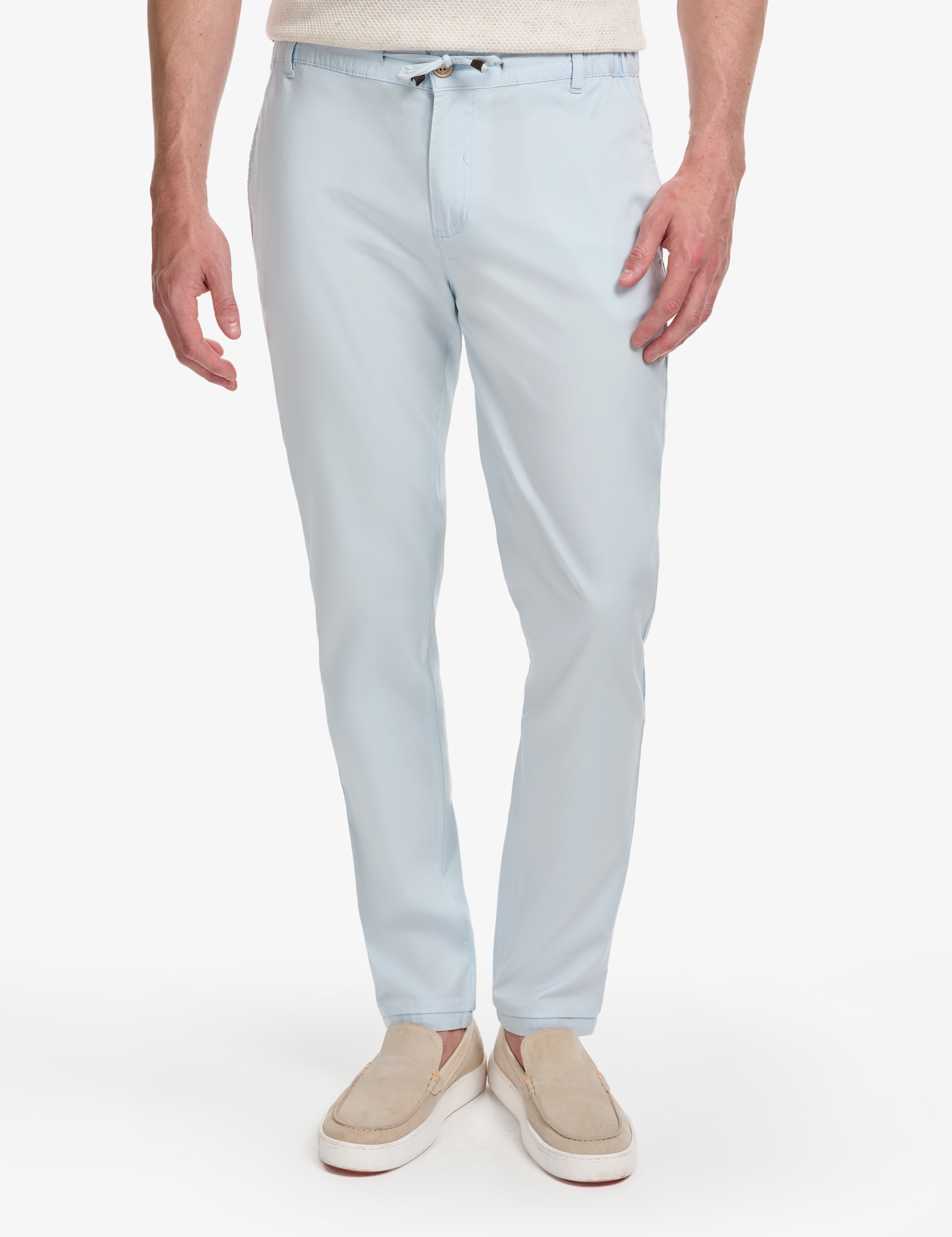 Mavi Slim Fit Beli Lastikli İpli Kanvas Pantolon