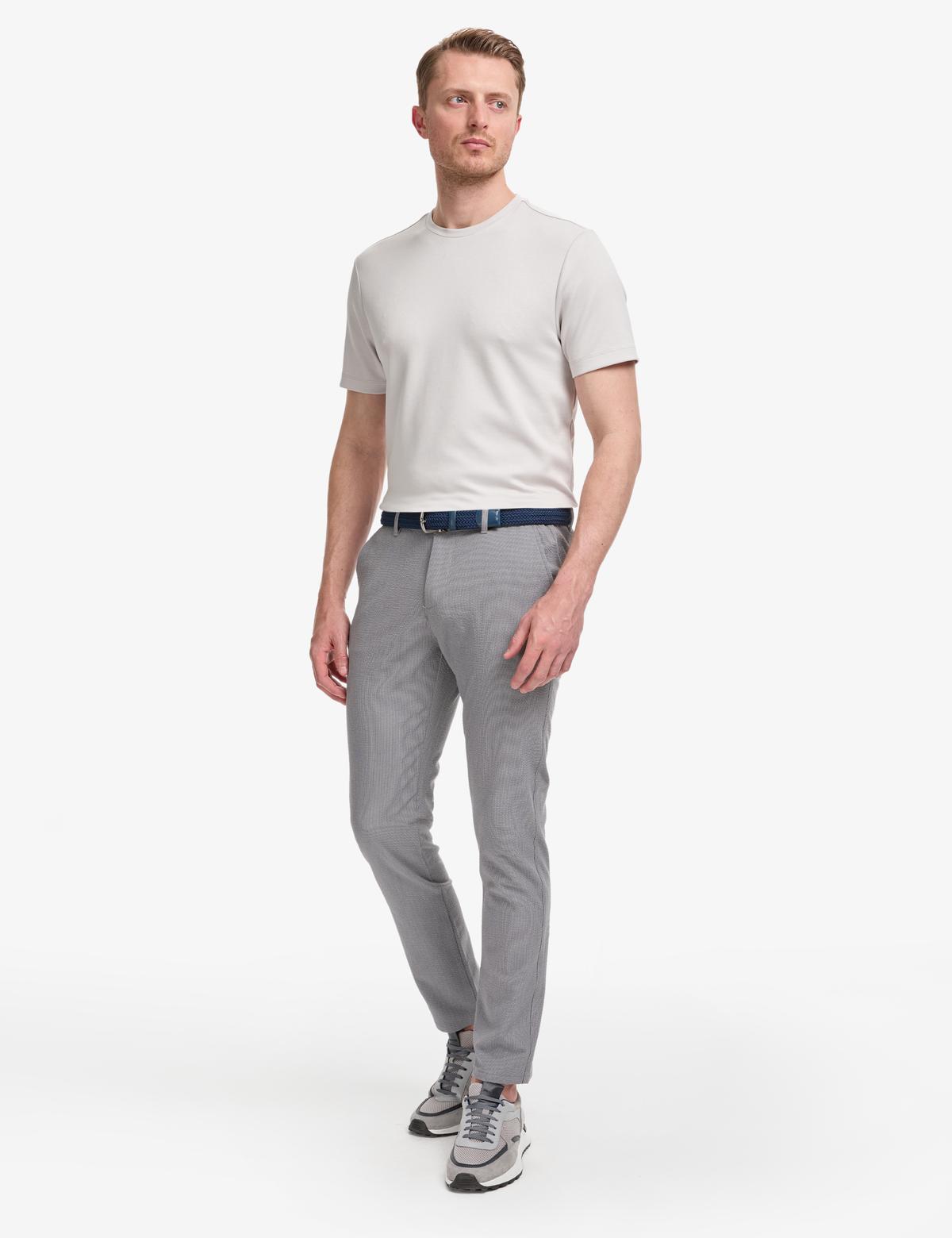 Gri Slim Fit Gofre Kanvas Pantolon - 50308099040