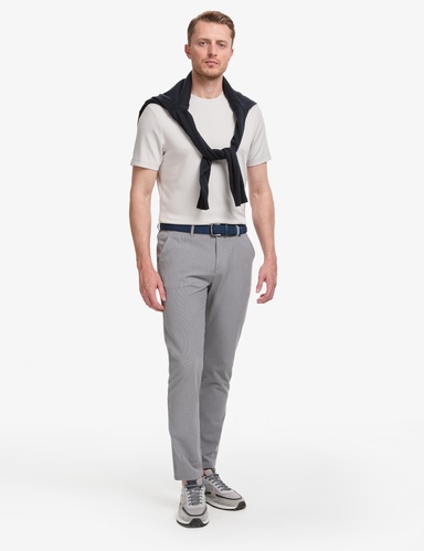Gri Slim Fit Gofre Kanvas Pantolon