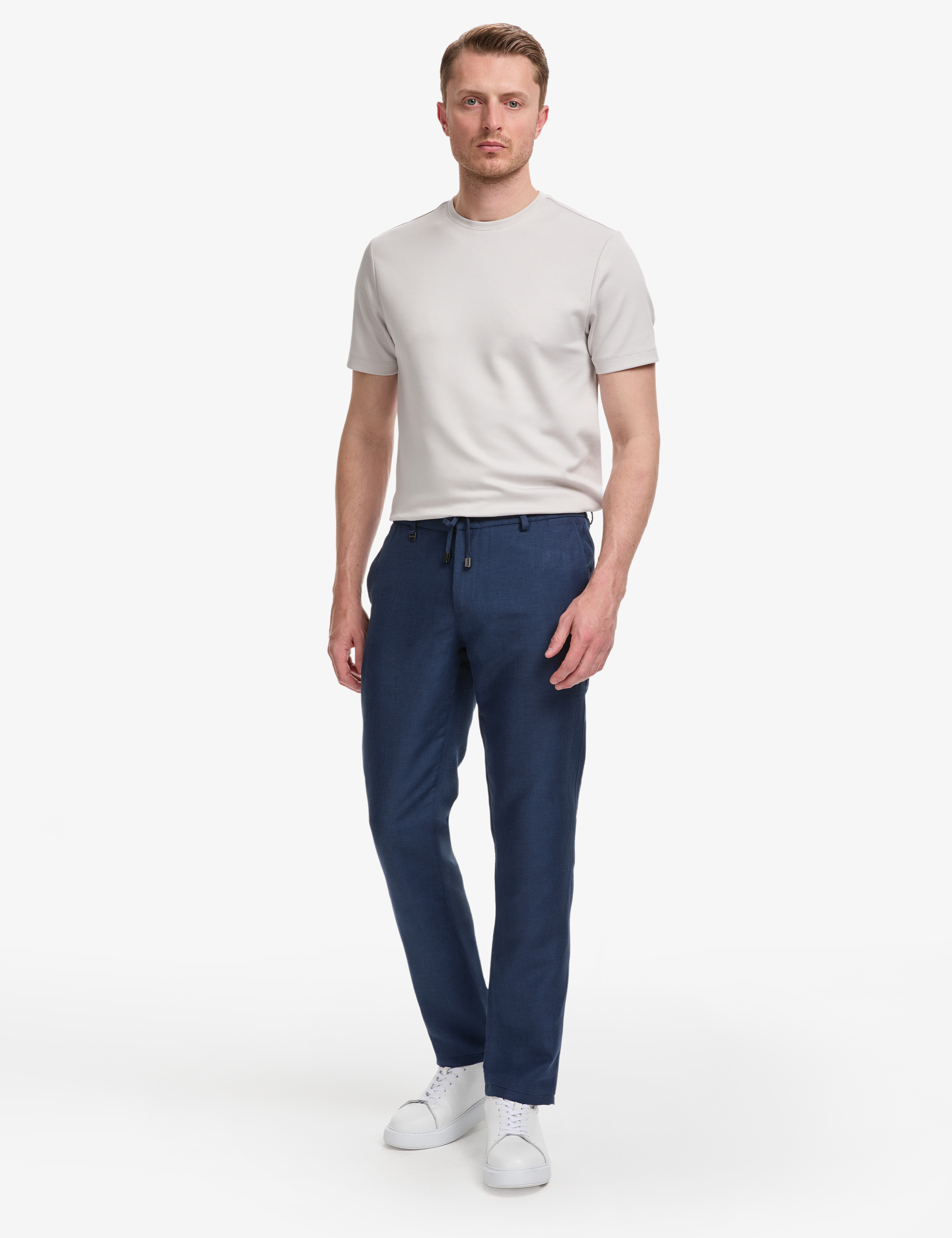 Lacivert Slim Fit Keten Karışımlı Pantolon - 50325164051