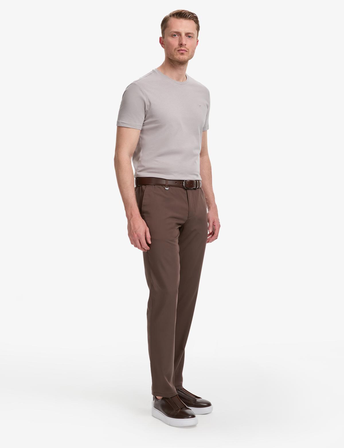 Kahverengi Slim Fit Klasik Jogger Pantolon - 50324276113