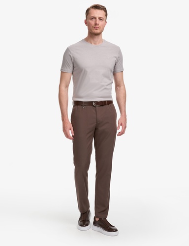 Kahverengi Slim Fit Klasik Jogger Pantolon
