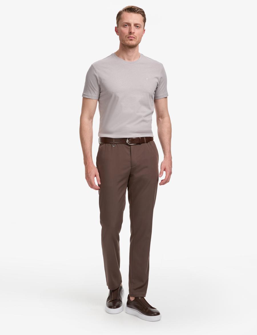 Kahverengi Slim Fit Kumaş Pantolon