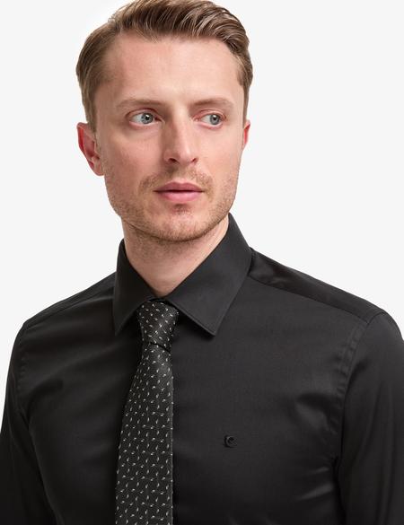 Siyah Slim Fit Uzun Kollu Esnek Basic Gömlek - 50325162034