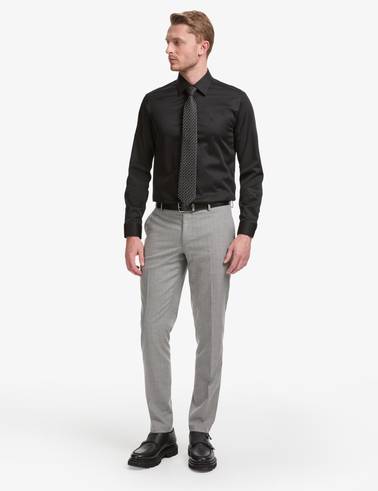 Siyah Slim Fit Uzun Kollu Esnek Basic Gömlek