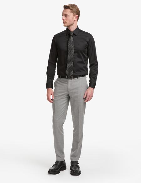 Siyah Slim Fit Uzun Kollu Esnek Basic Gömlek - 50325162034