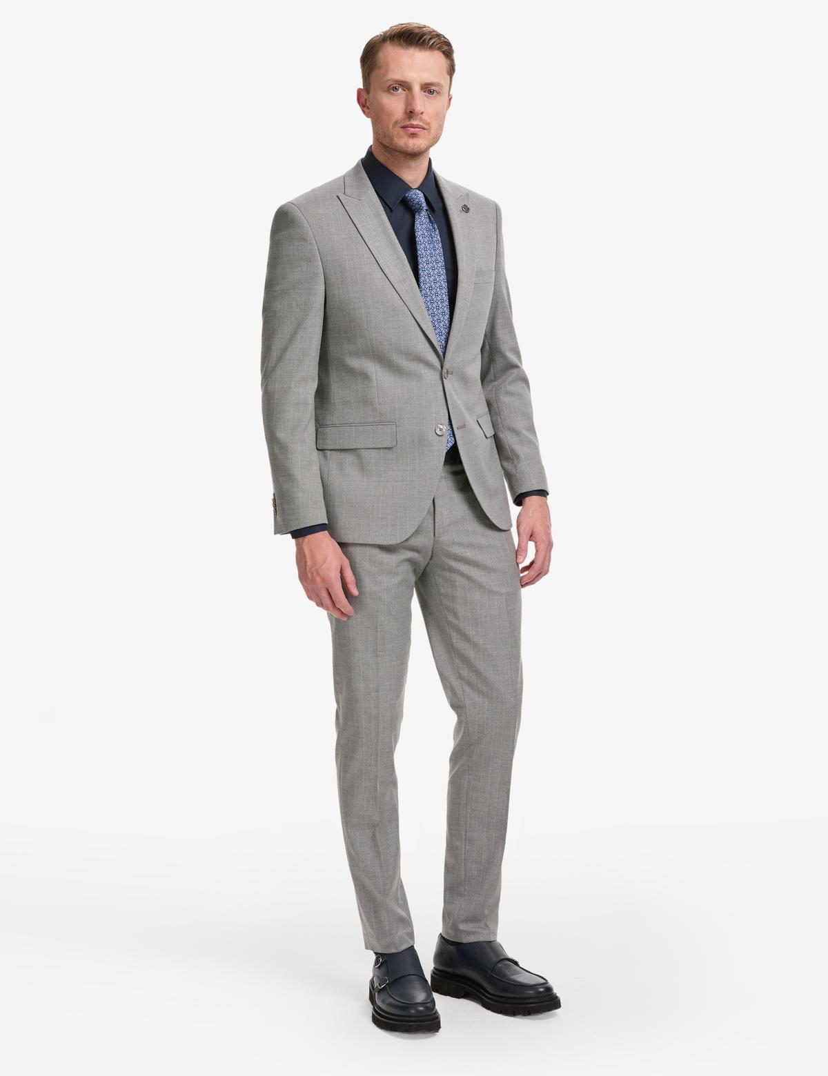 Füme Ex. Slim Fit Çizgili Takım Elbise