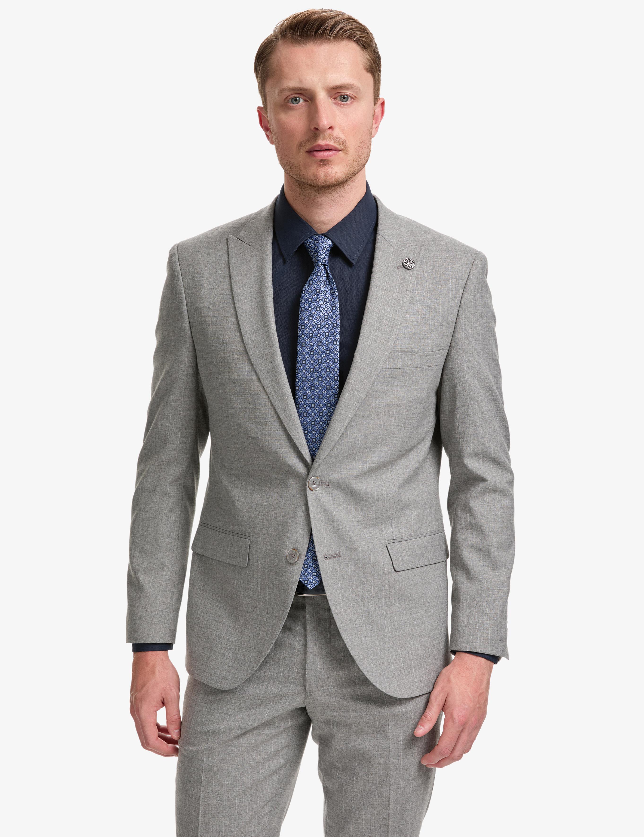 Füme Ex. Slim Fit Çizgili Takım Elbise
