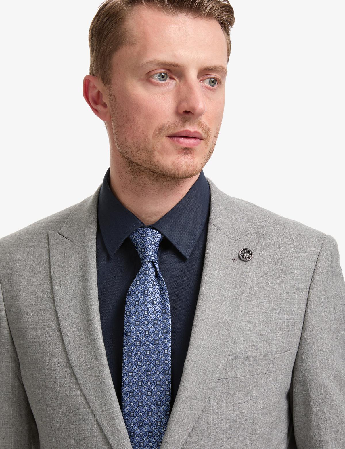 Füme Ex. Slim Fit Çizgili Takım Elbise - 50325234005