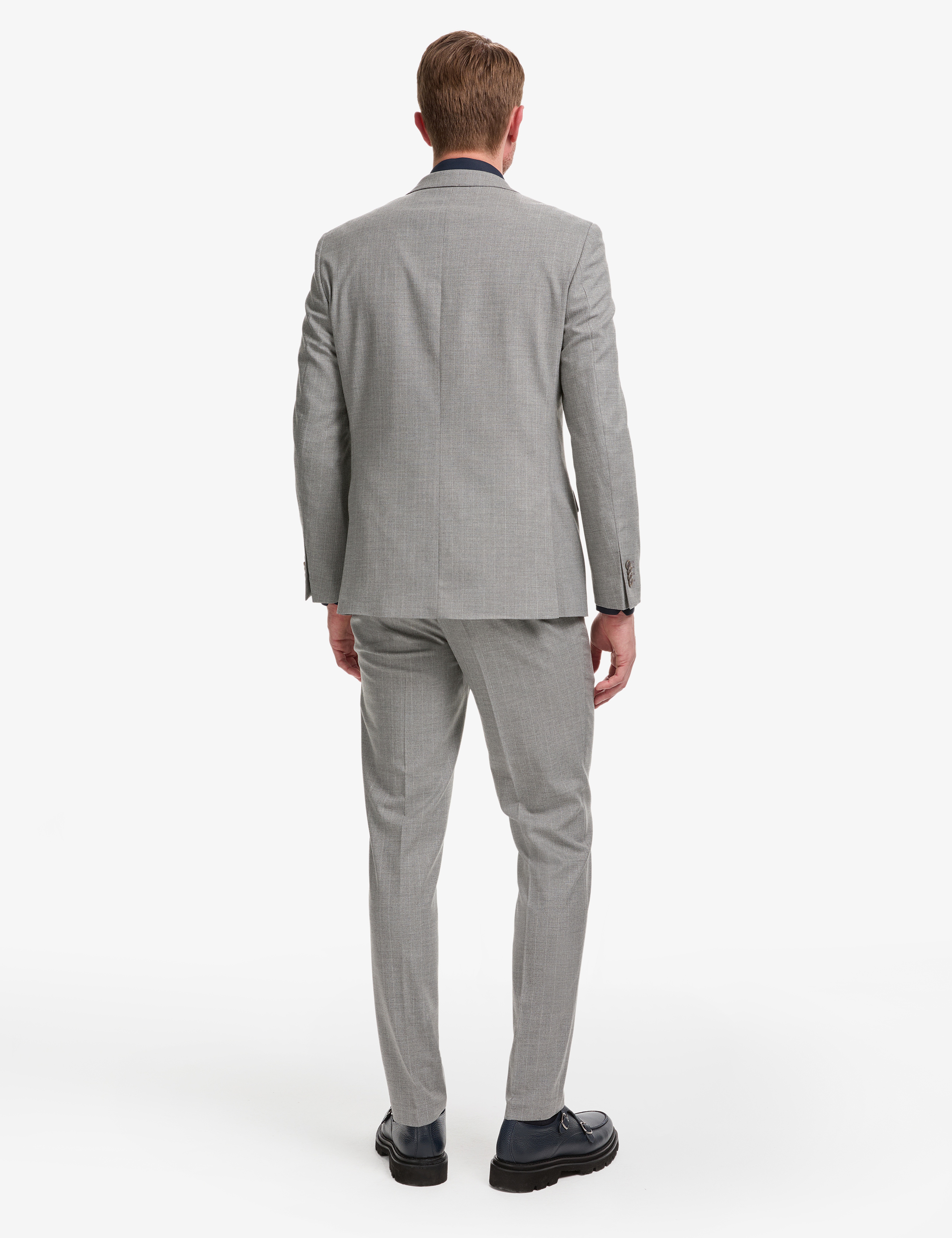 Füme Ex. Slim Fit Kırlangıç Yaka Çizgili Takım Elbise