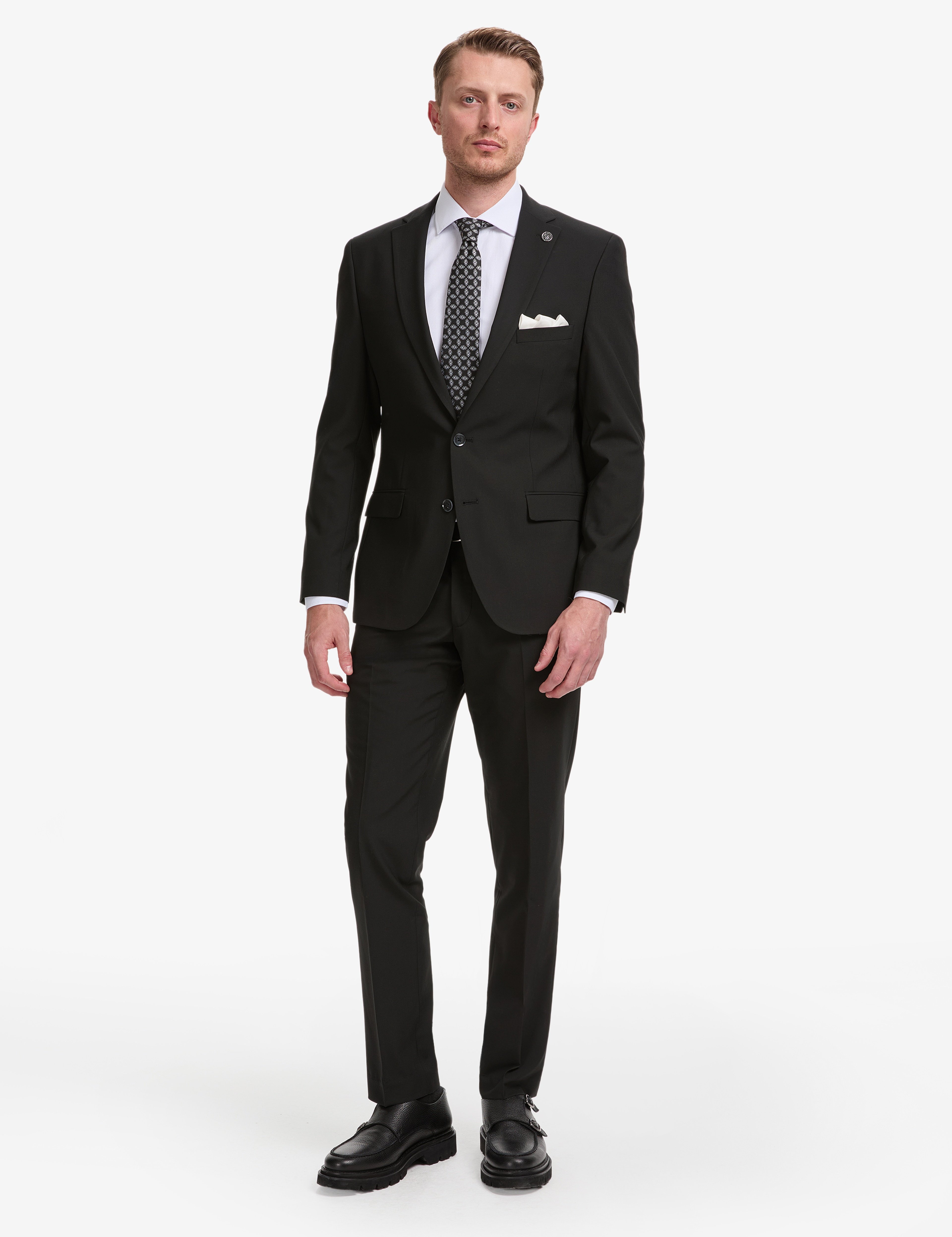 Siyah Slim Fit Mono Yaka Takım Elbise - Image 2