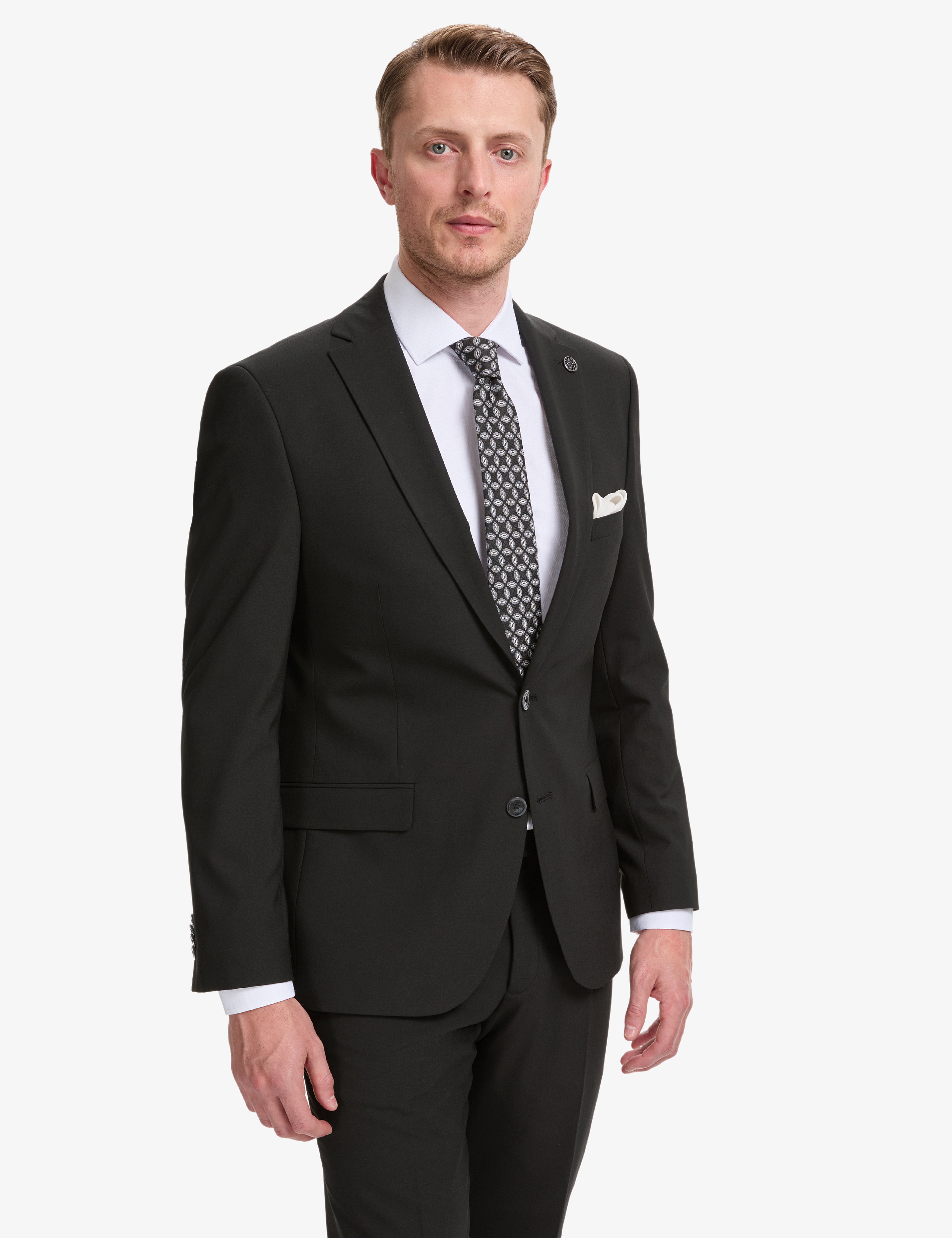 Siyah Slim Fit Mono Yaka Takım Elbise - Image 5