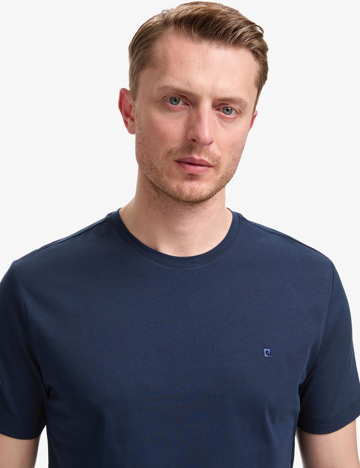 Lacivert Regular Fit %100 Pamuk Bisiklet Yaka Basic Tişört - 50325299040