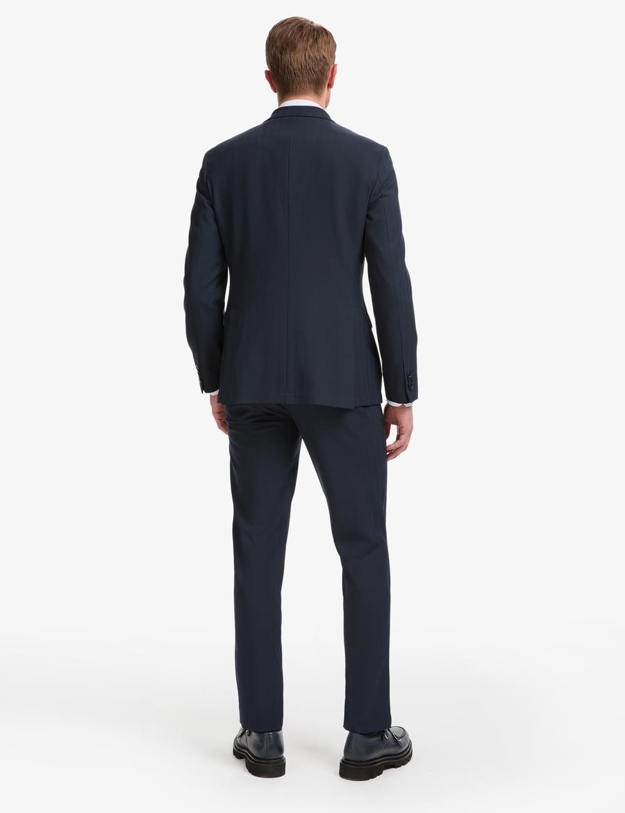 Lacivert Ex. Slim Fit Çizgili Kruvaze Takım Elbise