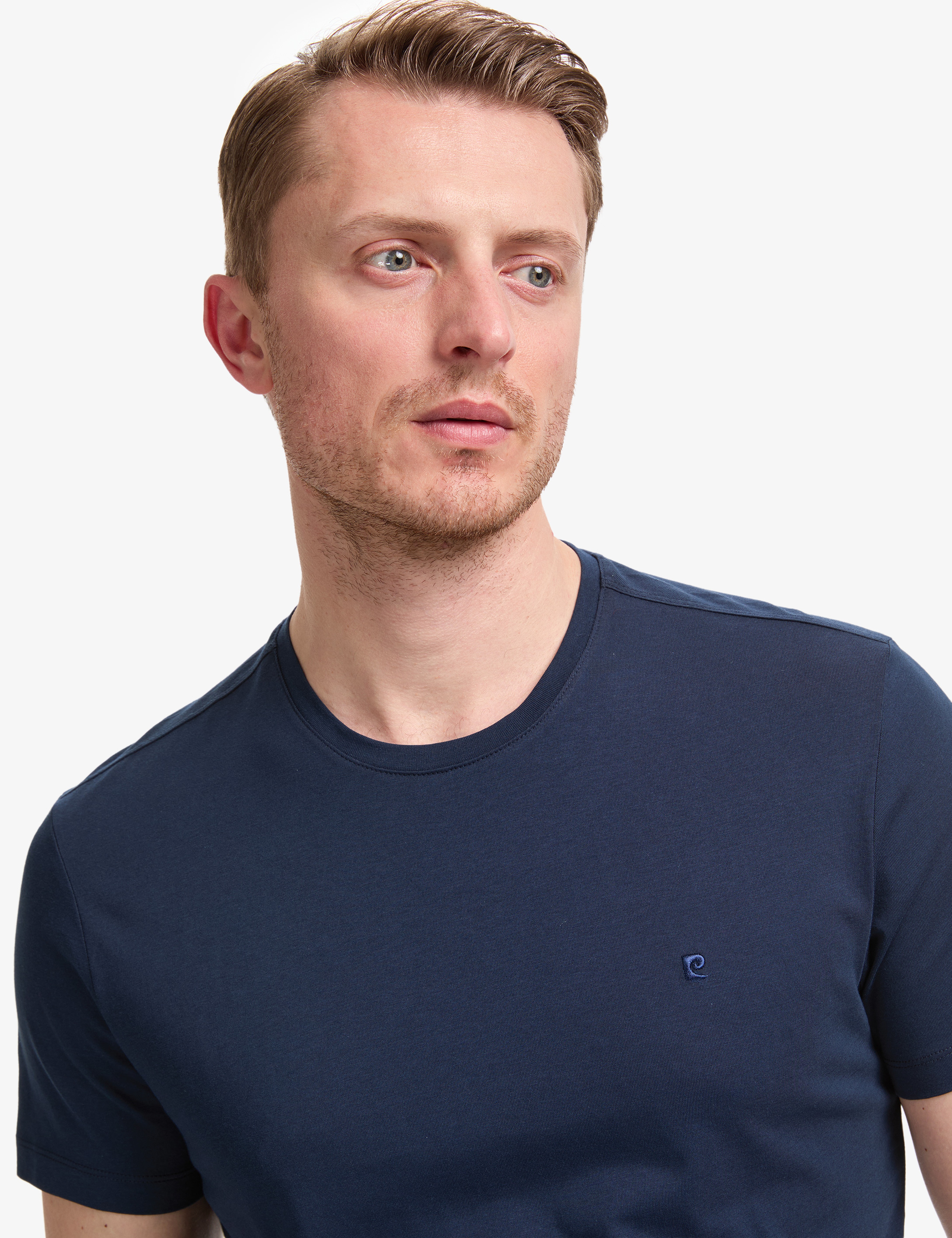 Lacivert Slim Fit %100 Pamuk Bisiklet Yaka Basic Tişört - Image 2