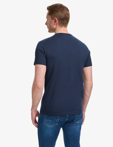 Lacivert Slim Fit %100 Pamuk Bisiklet Yaka Basic Tişört