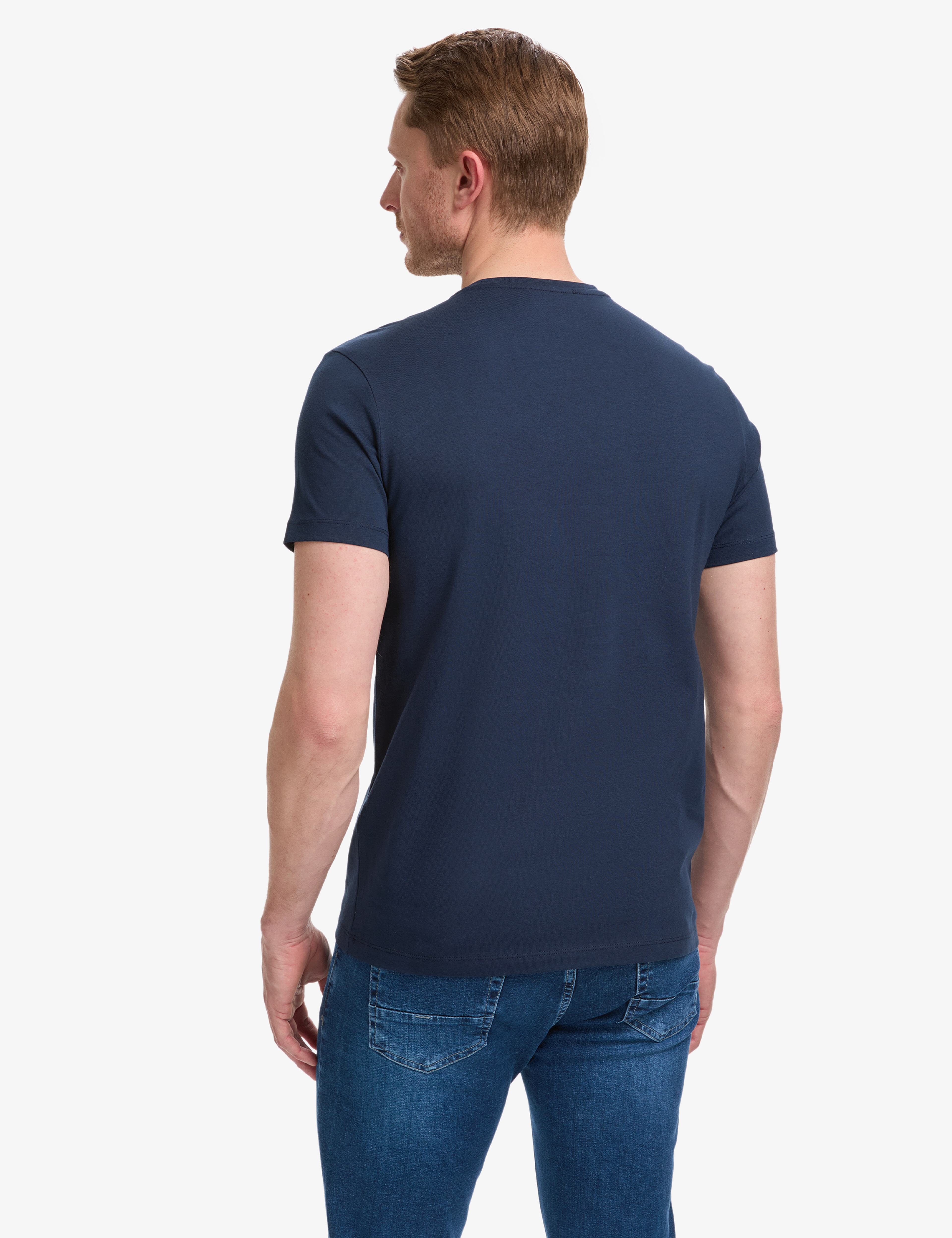 Lacivert Slim Fit %100 Pamuk Bisiklet Yaka Basic Tişört