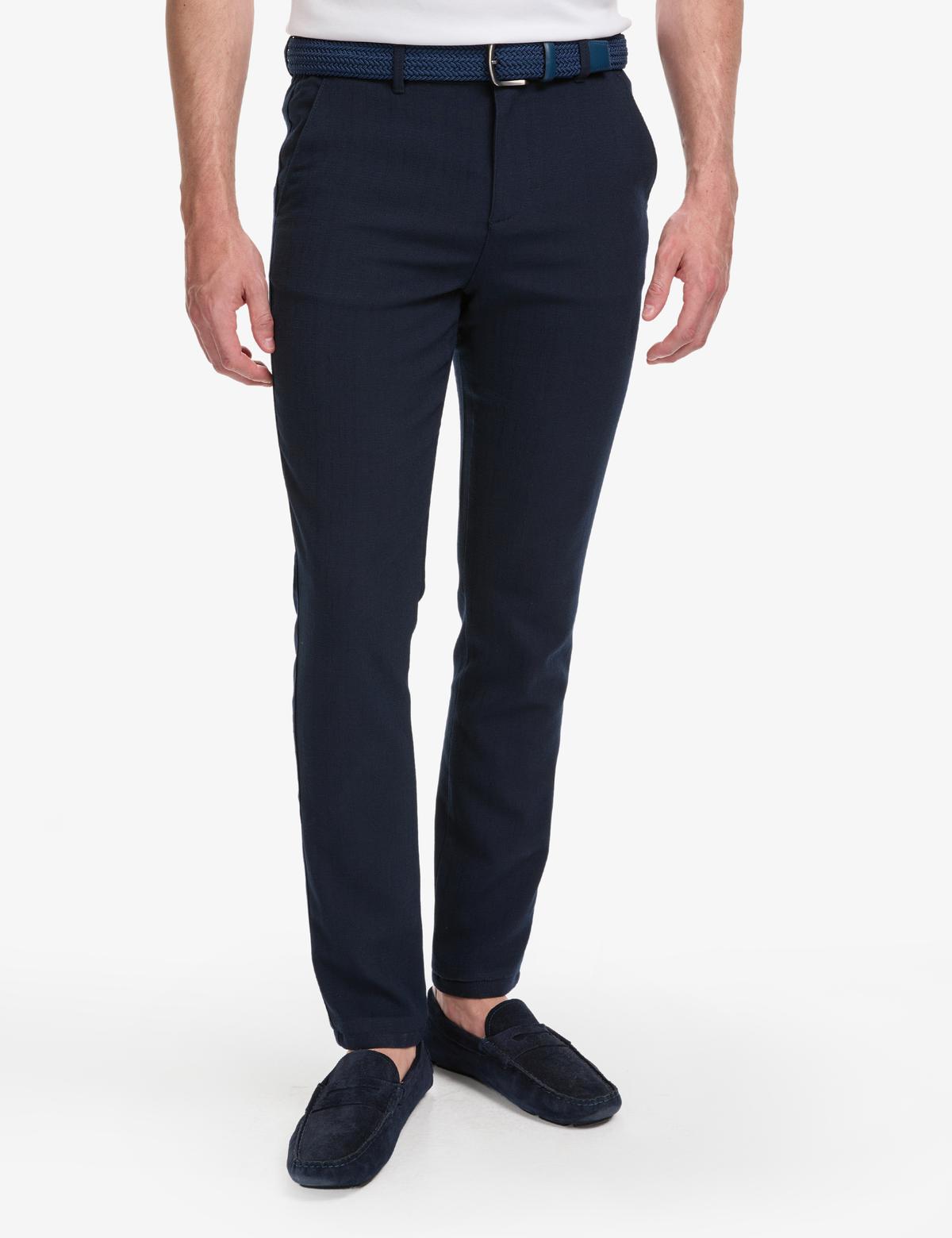Lacivert Slim Fit Kanvas Pantolon - 50320822209