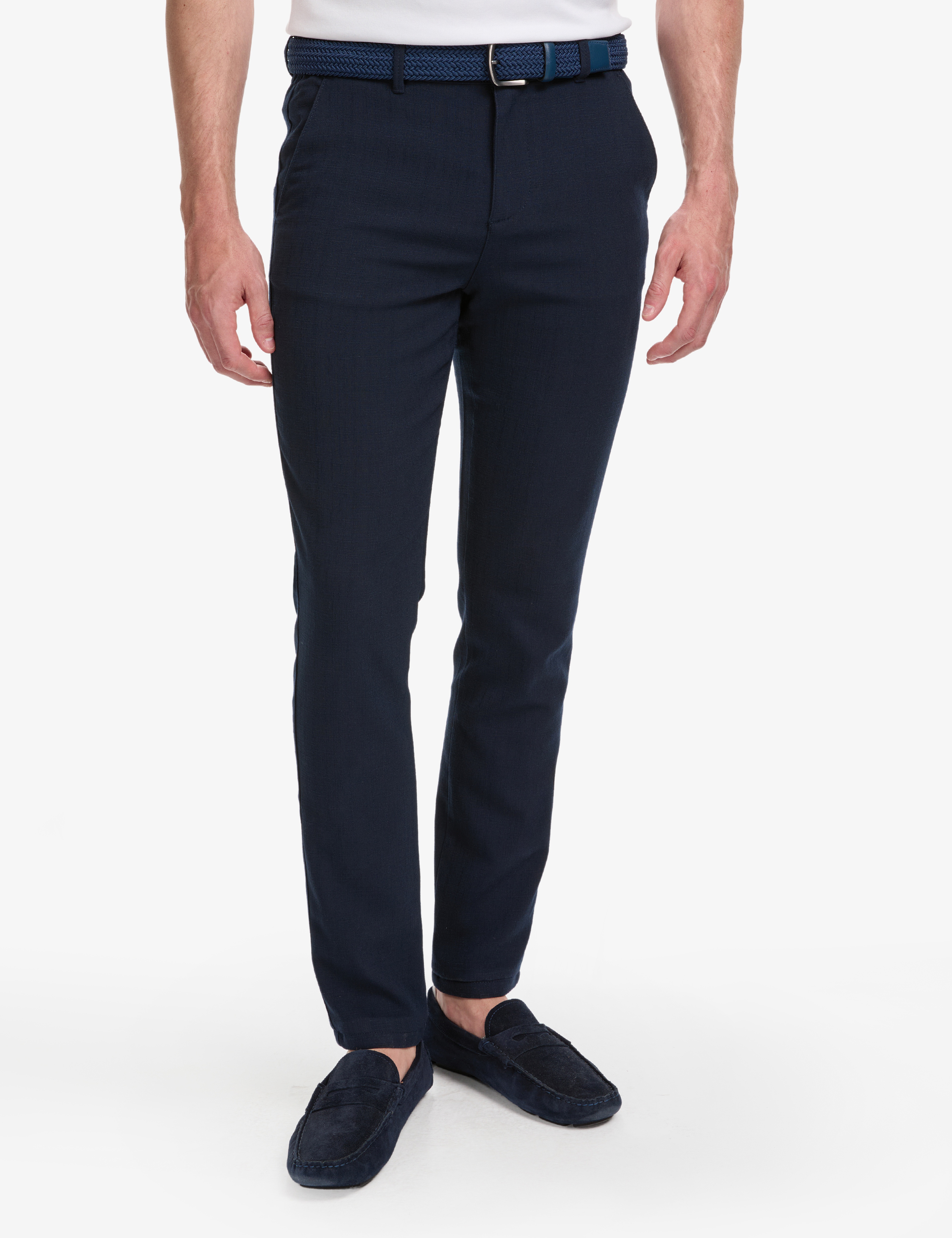Lacivert Slim Fit Beli Latikli Kanvas Pantolon - Image 2