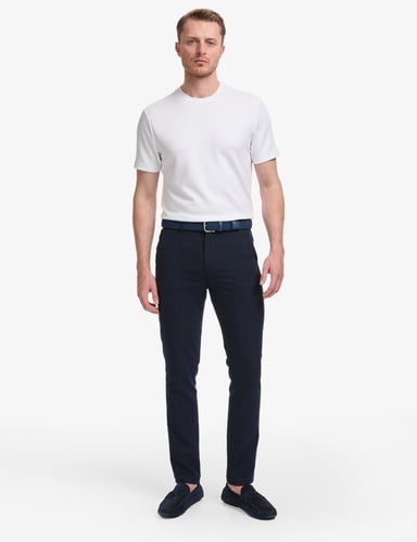 Lacivert Slim Fit Beli Latikli Kanvas Pantolon