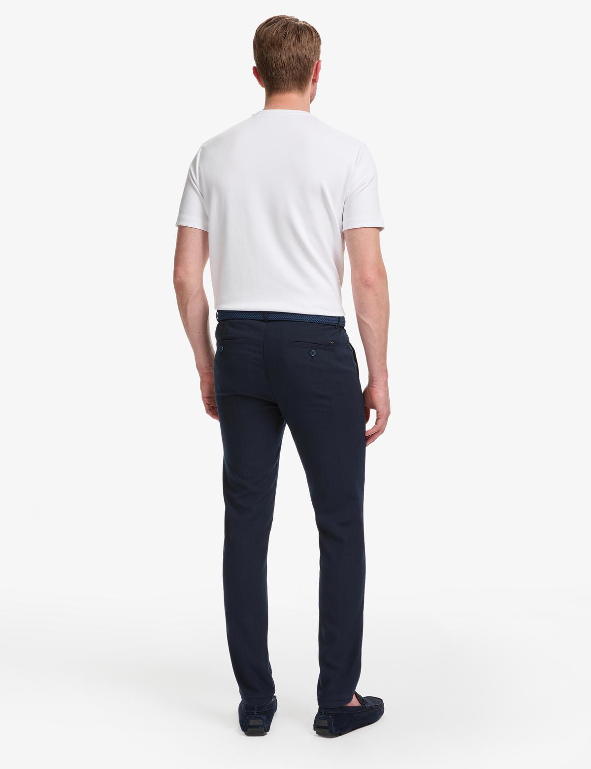 Lacivert Slim Fit Kanvas Pantolon - 50320822209
