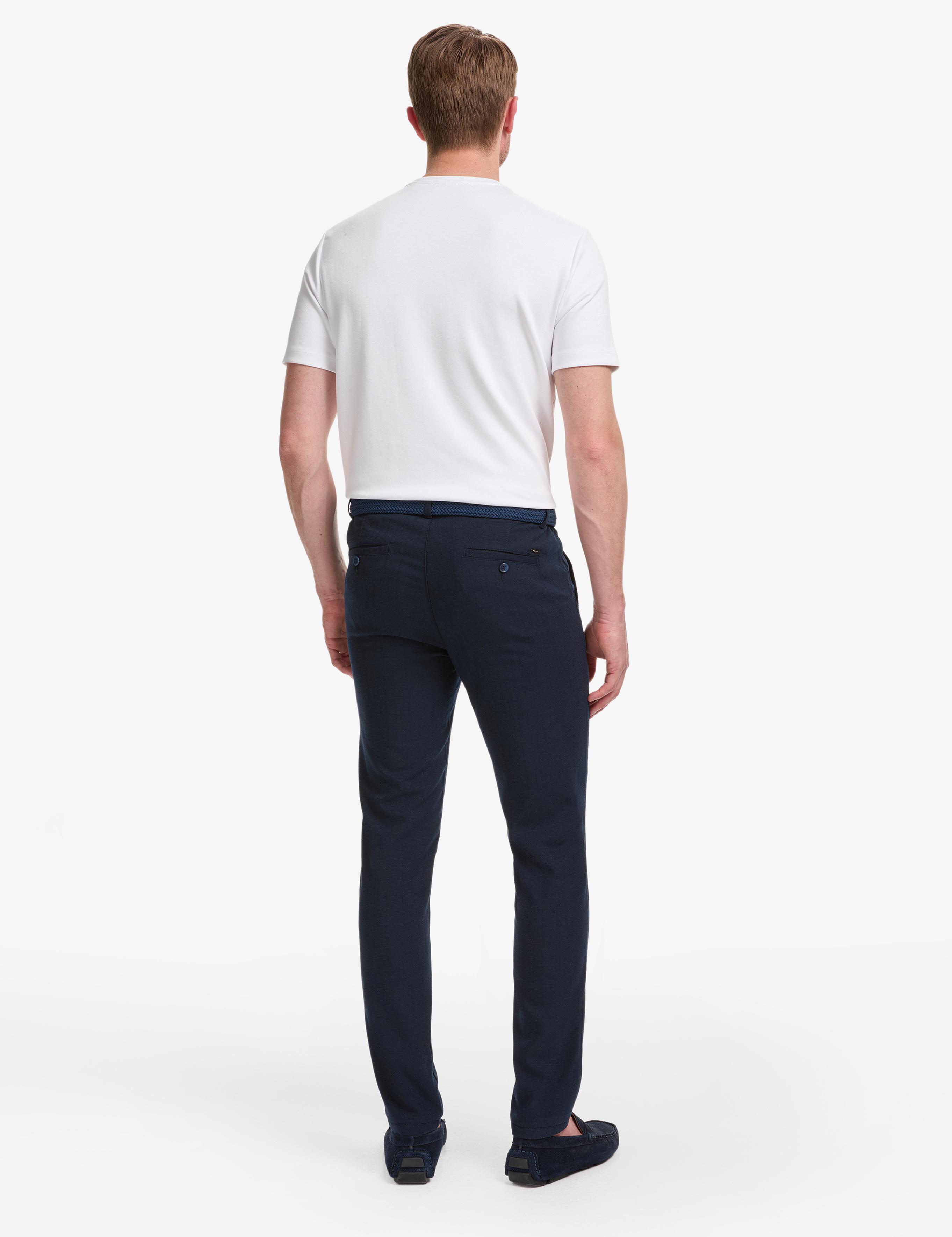 Lacivert Slim Fit Kanvas Pantolon