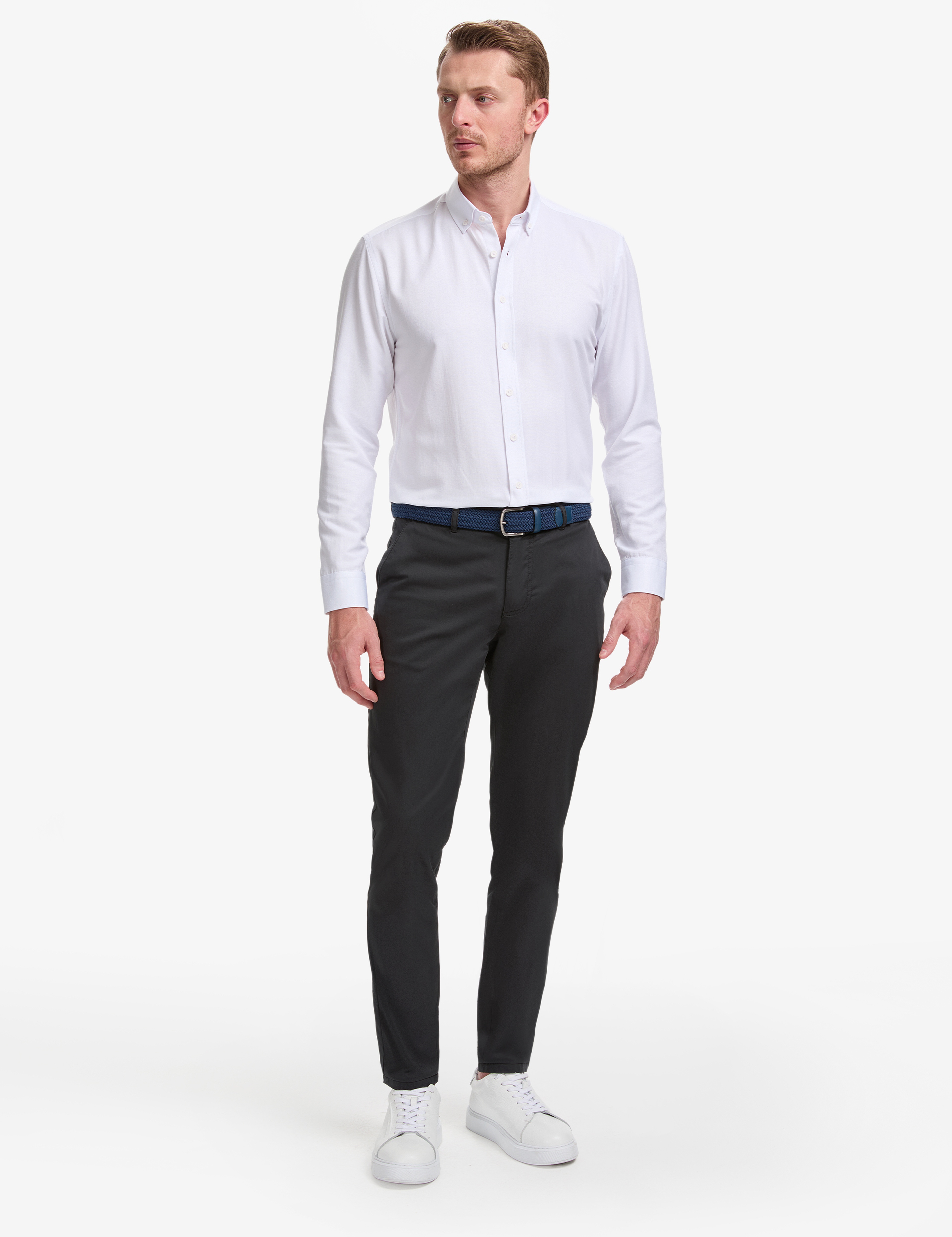 Beyaz Regular Fit Uzun Kollu Gömlek - Image 4